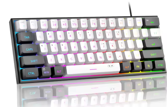 MageGee Mini Keyboard, 61 Keys RGB Backlit Ultra-Compact Keyboard, Ergonomic Waterproof Mechanical Feel Office TS91