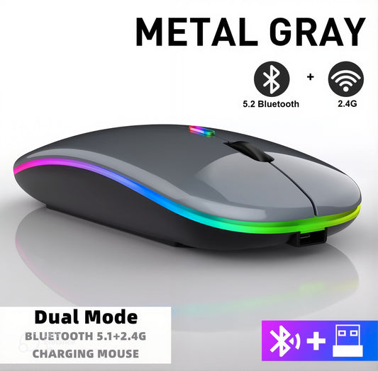 Rechargeable RGB Backlight Bluetooth Wireless Mouse for iPad PC Laptop Tablet 2.4GHz USB Mouse