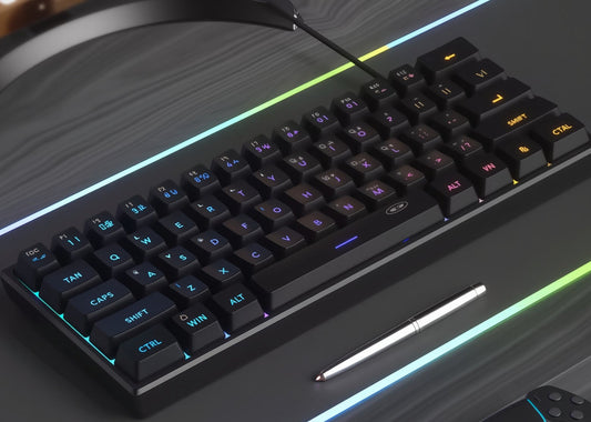 MageGee Mini Keyboard, 61 Keys RGB Backlit Ultra-Compact Keyboard, Ergonomic Waterproof Mechanical Feel Office TS91