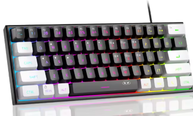 MageGee Mini Keyboard, 61 Keys RGB Backlit Ultra-Compact Keyboard, Ergonomic Waterproof Mechanical Feel Office TS91